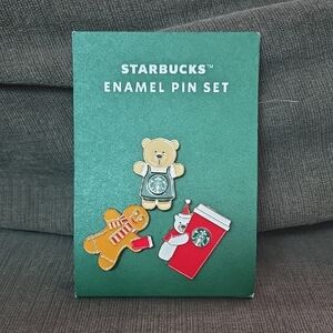 Starbucks Holiday Enamel Pin Set - Red, Green, Brown